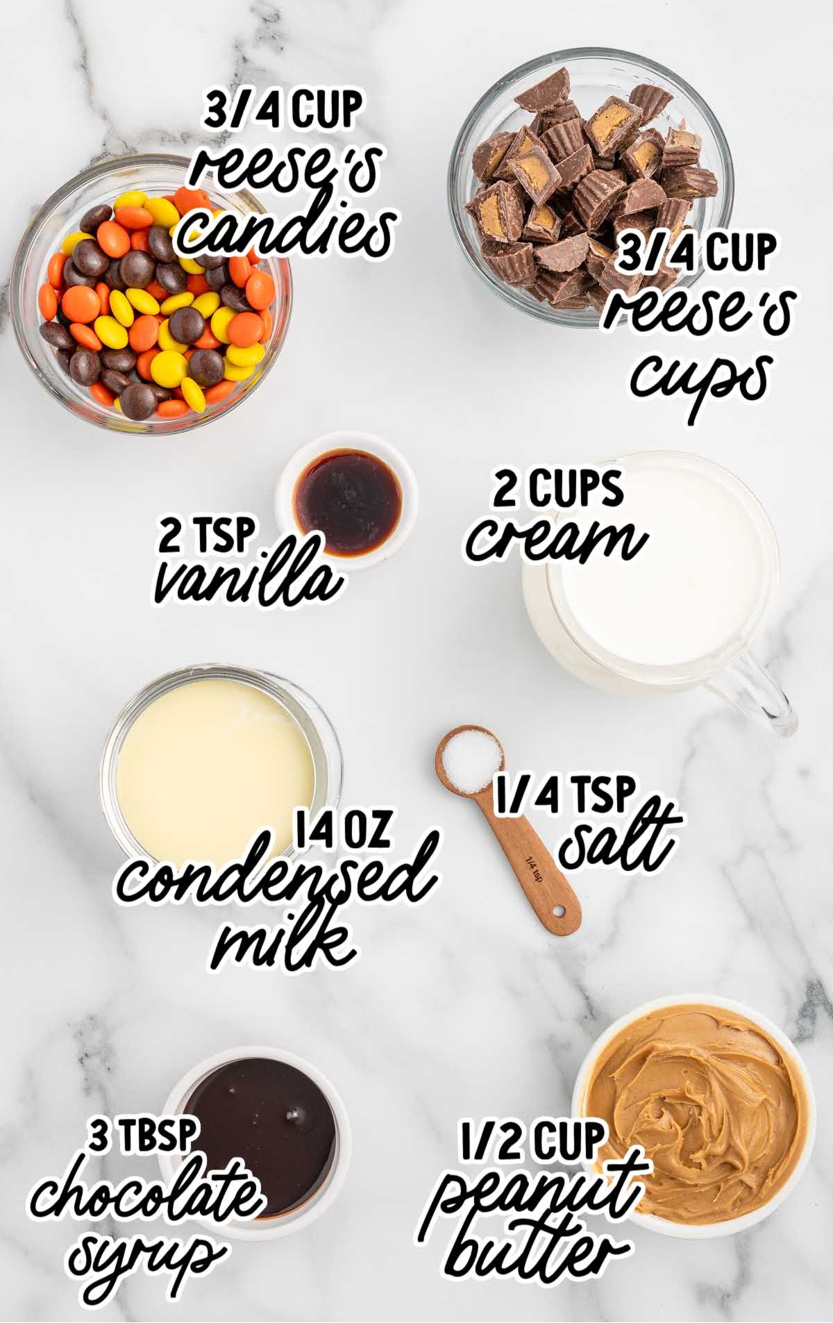 Peanut Butter Cup Ice Cream raw ingredients that are labeled
