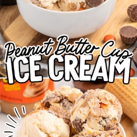 scoops of Peanut Butter Cup Ice Cream in a bowl