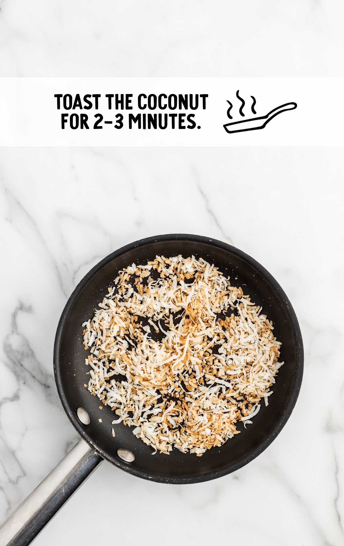 sweetened shredded coconut toasted on a skillet