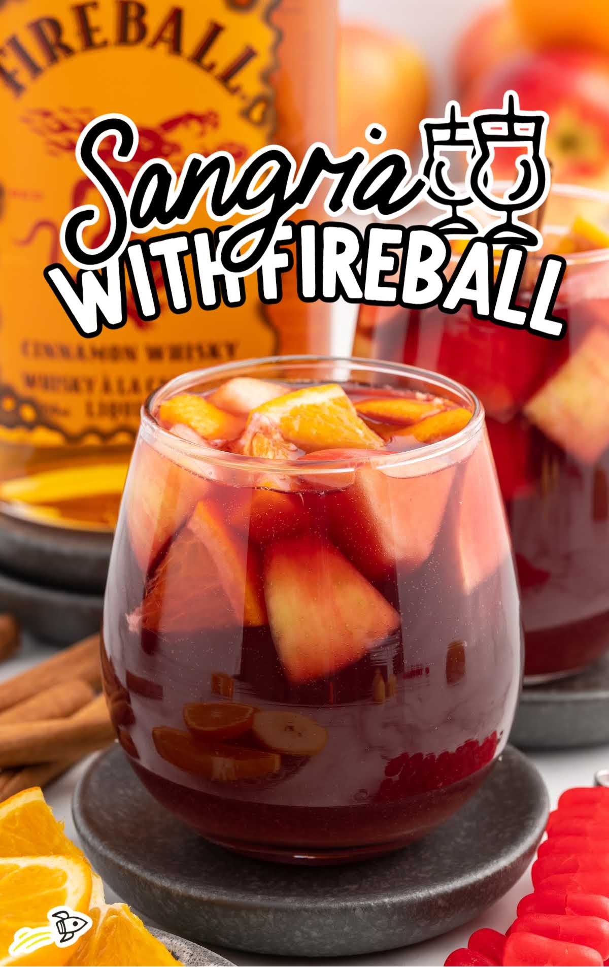 a glass of Sangria with Fireball