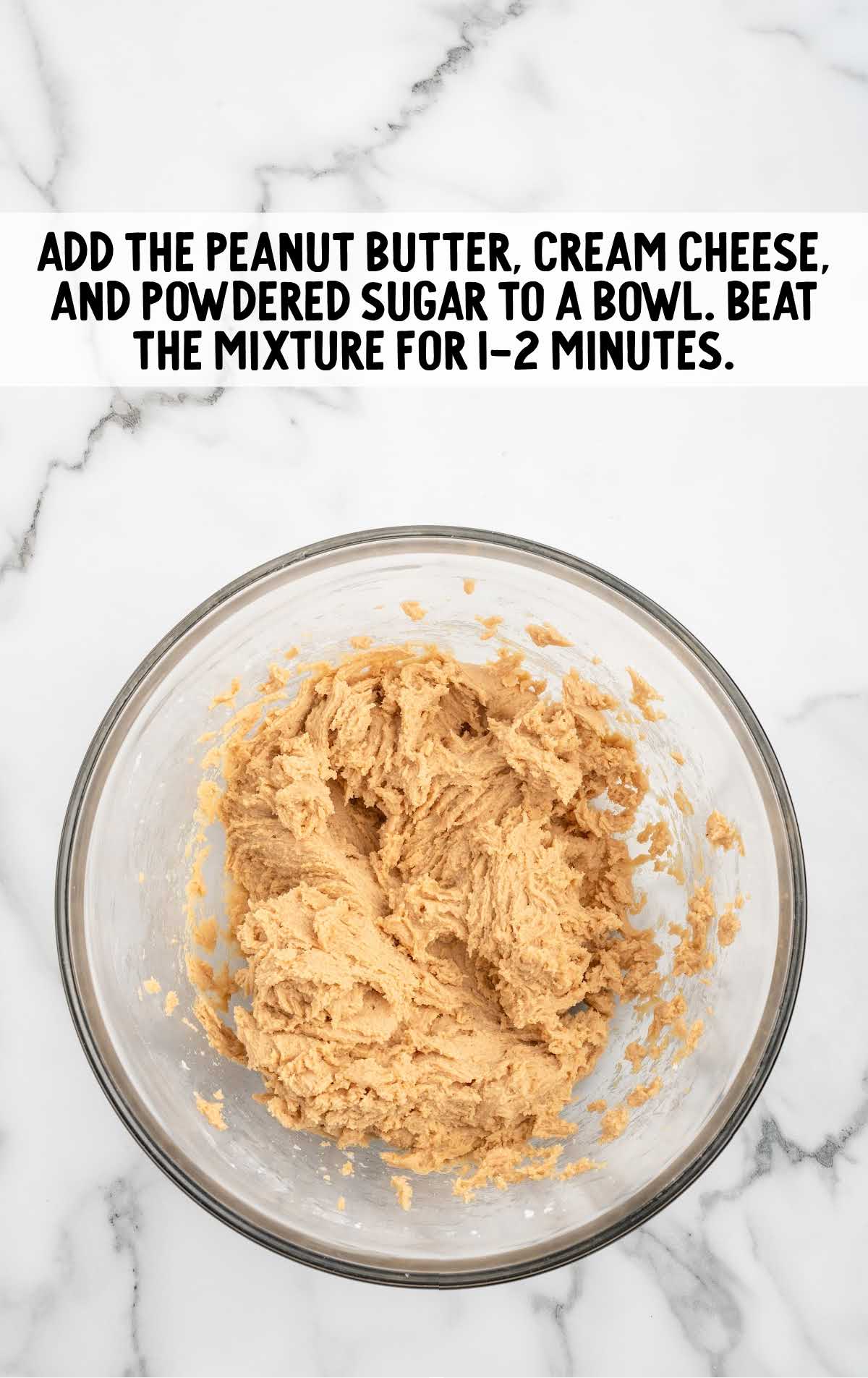 creamy peanut butter, softened cream cheese, and sifted powdered sugar combined in a bowl