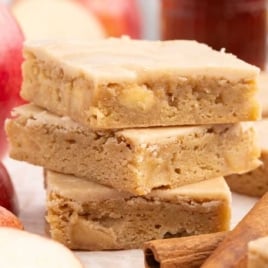 Apple Brownies stacked on top of each other