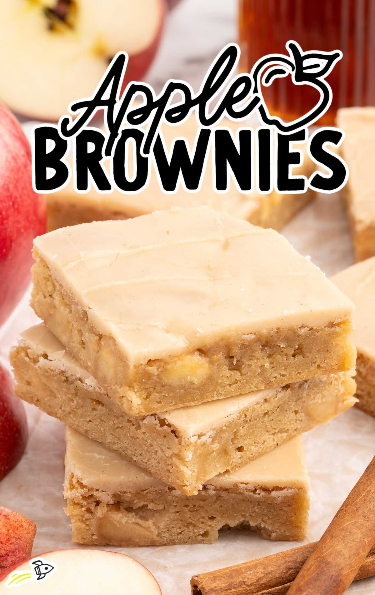 Apple Brownies stacked on top of each other