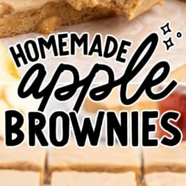 a bunch of Apple Brownies on a wooden board