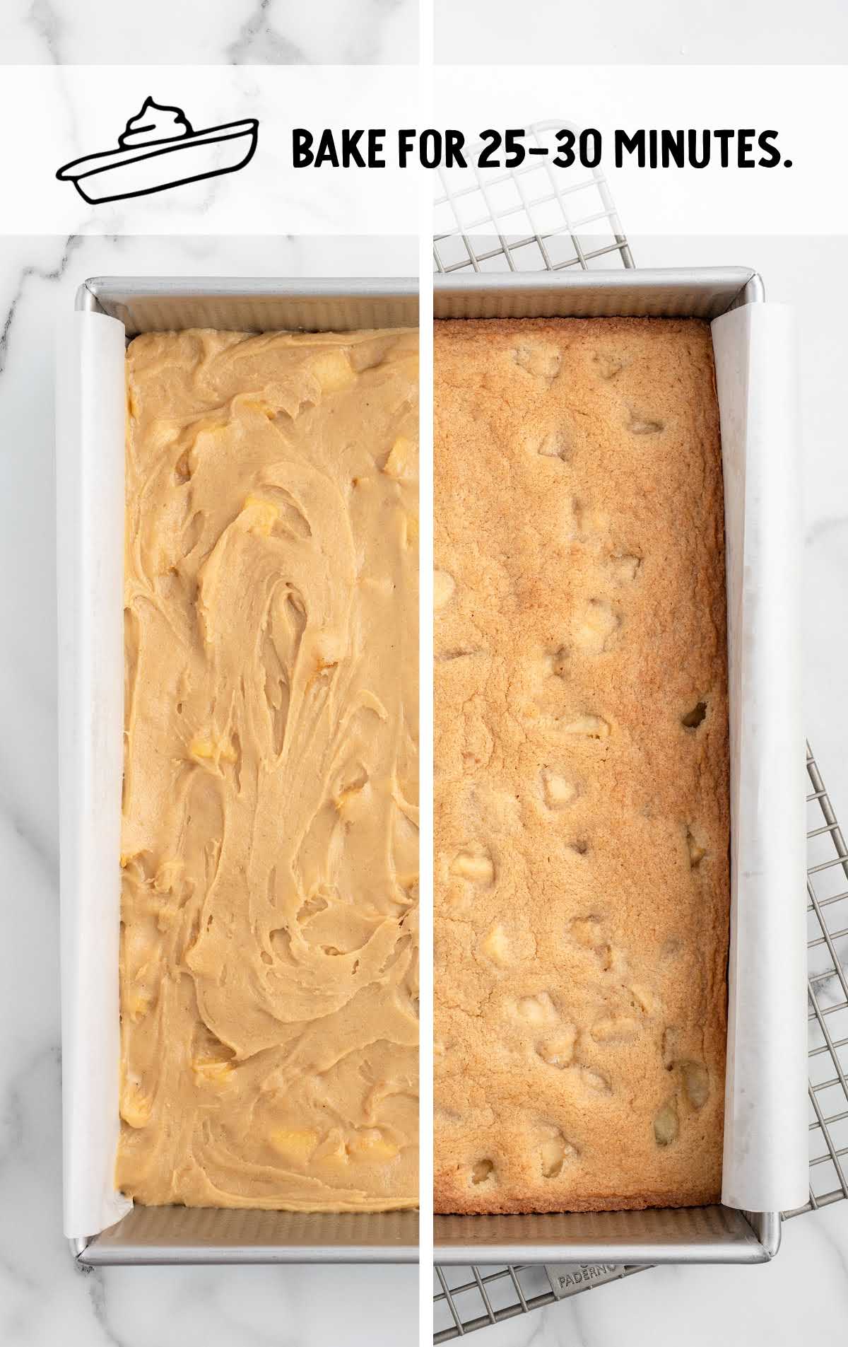 Apple Brownies baked in a baking dish