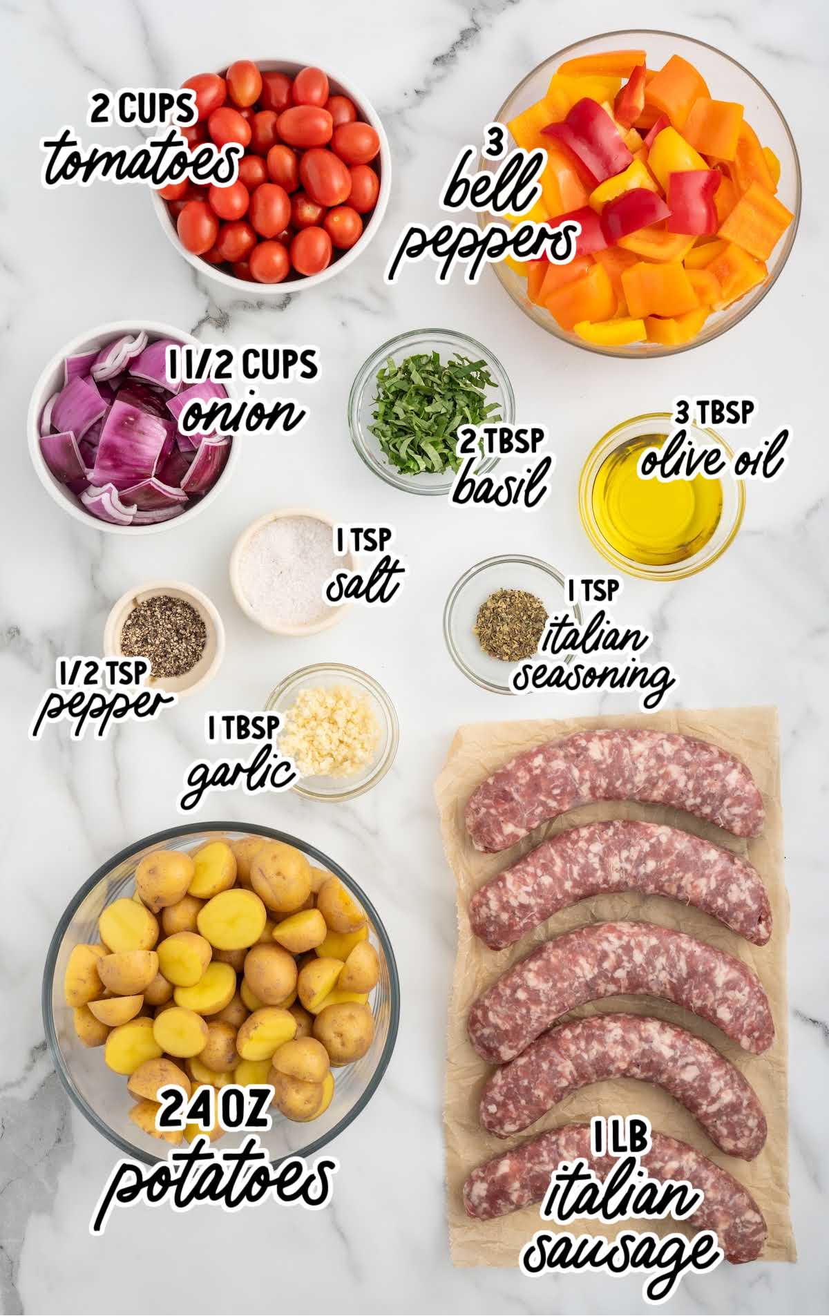 Baked Italian Sausage raw ingredients that are labeled
