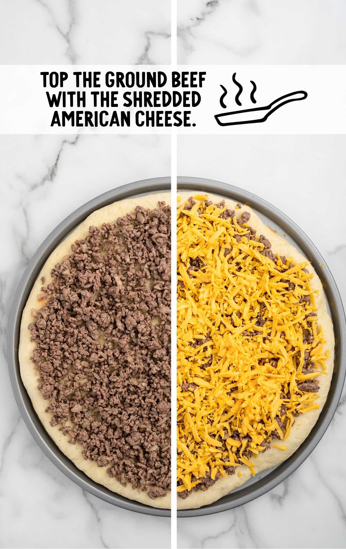 ground beef topped with shredded american cheese