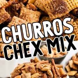 a bowl of Churro Chex Mix