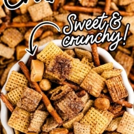 a bowl of Churro Chex Mix