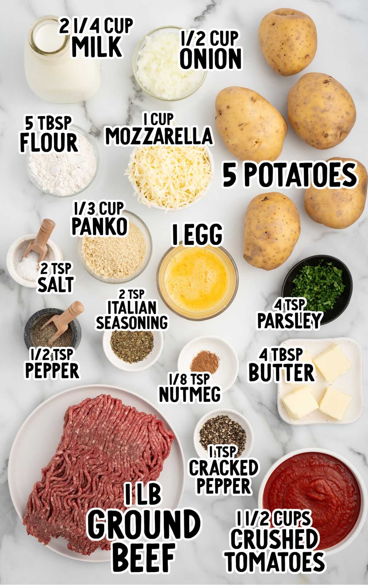 Meatballs and Potatoes raw ingredients that are labeled