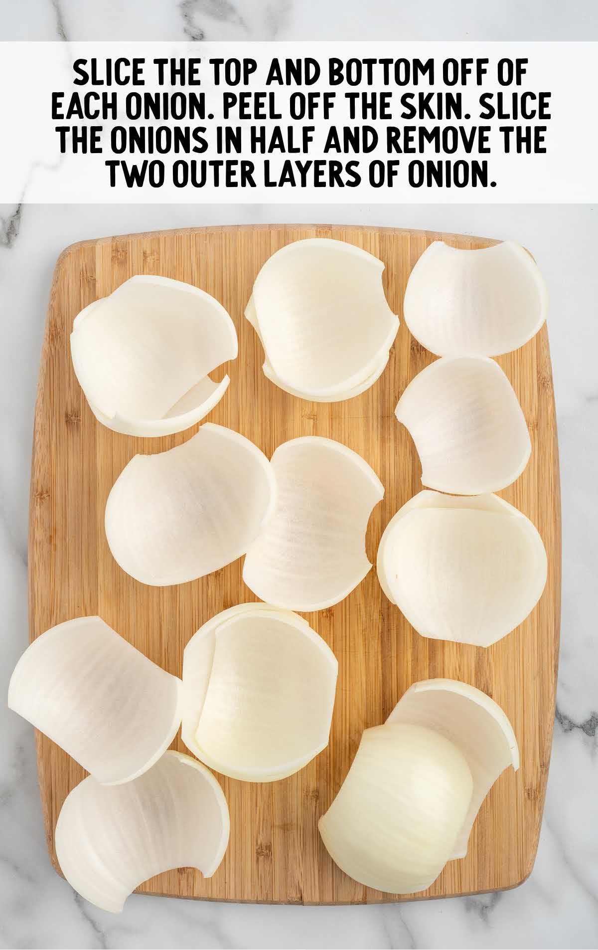 onions sliced on a wooden board