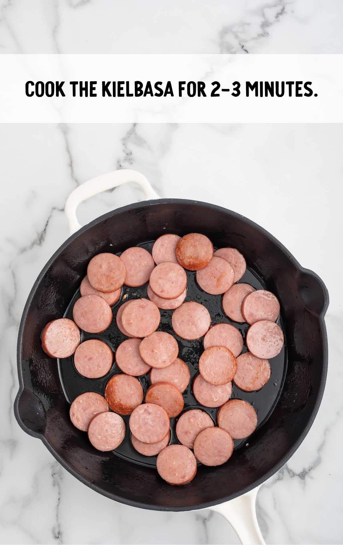 kielbasa cooked in a skillet