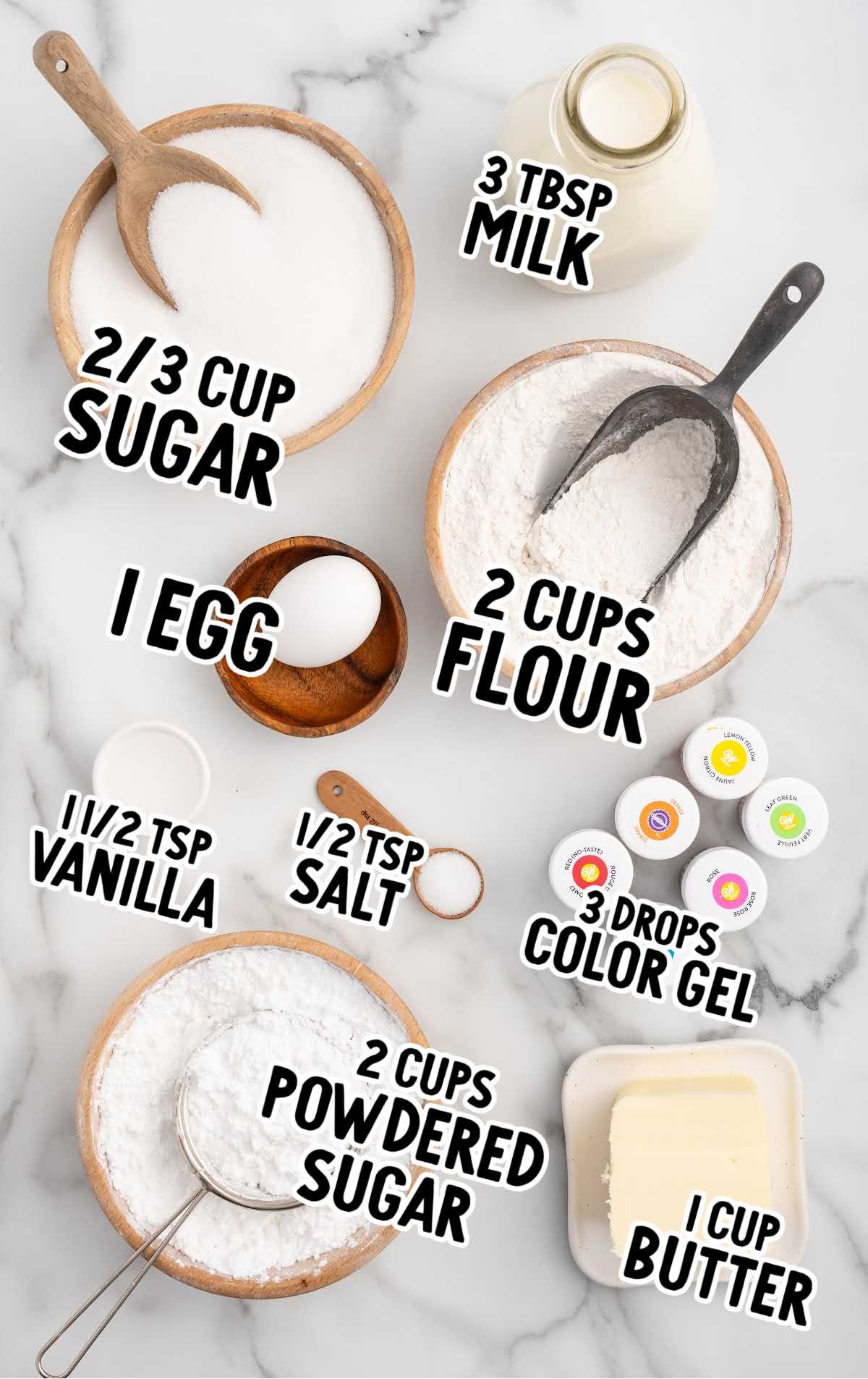 Thumbprint Cookies with Icing raw ingredients that are labeled