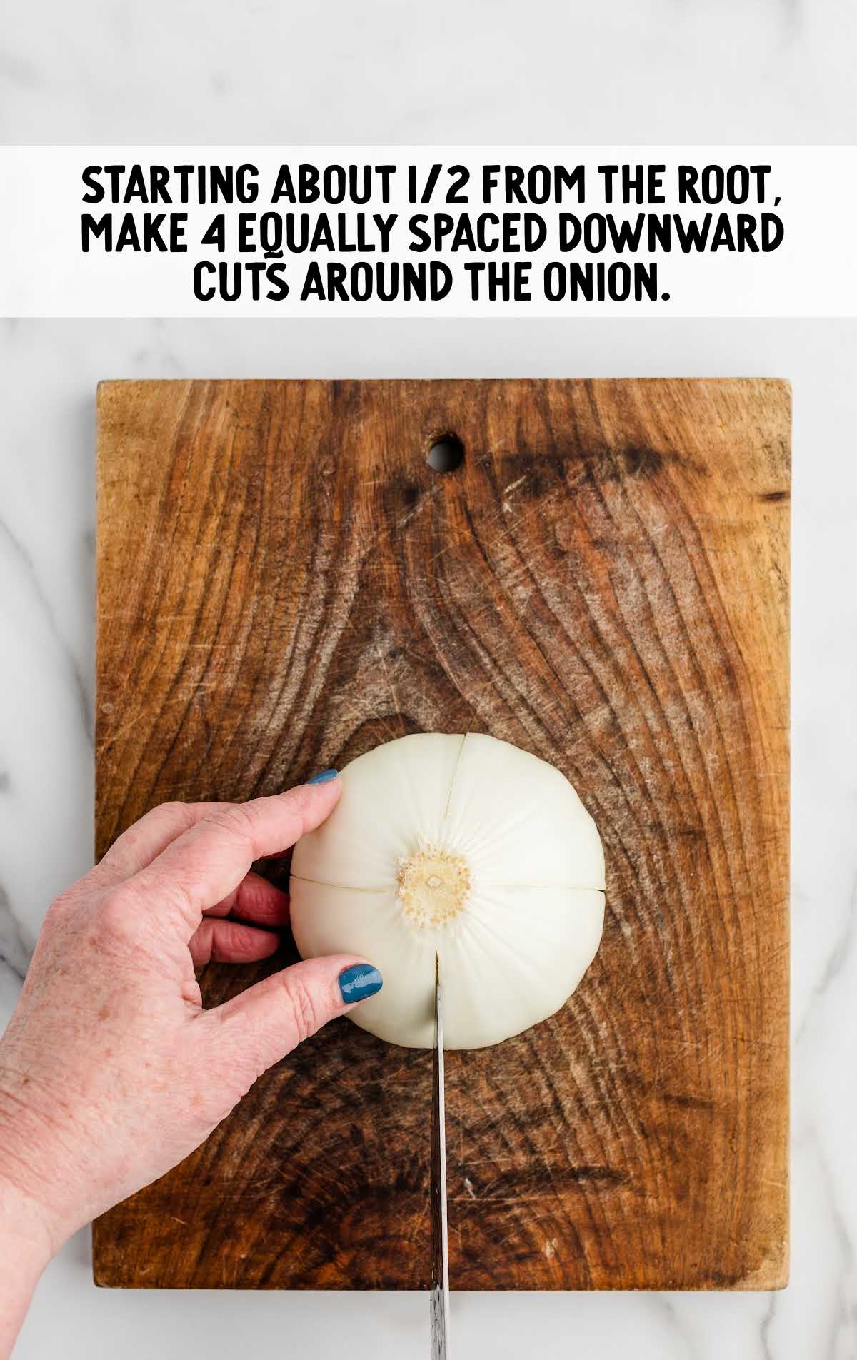 onion cut on a wooden board