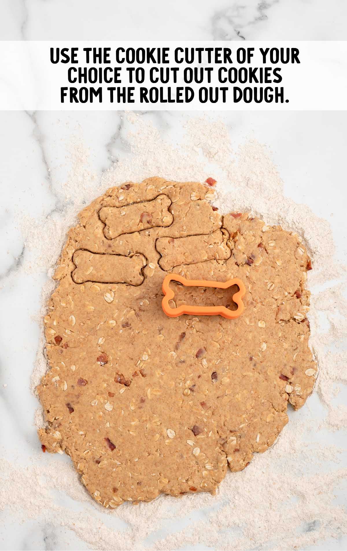 dog treat dough cut out with a cookie cutter 