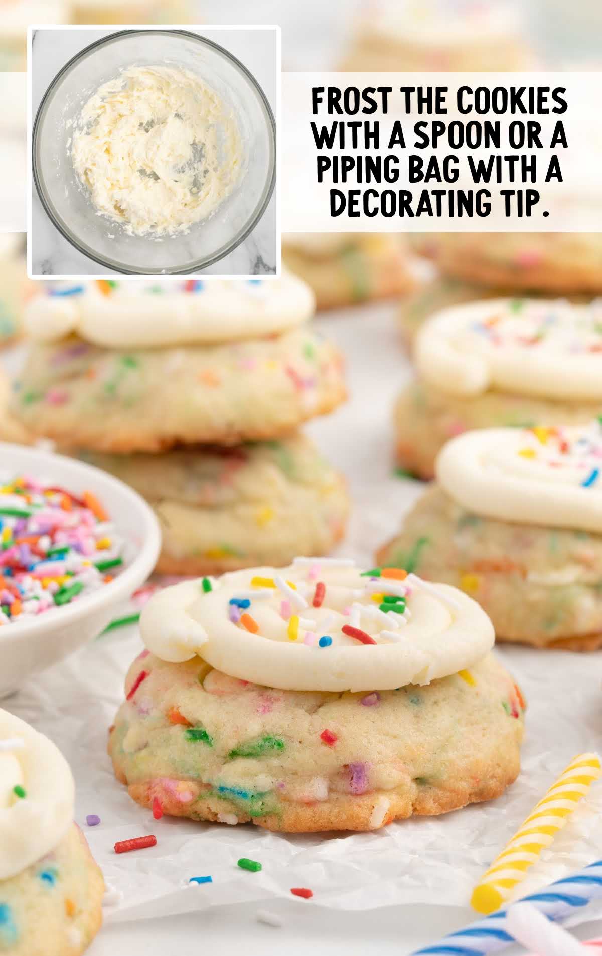 cookies frosted and topped with sprinkles