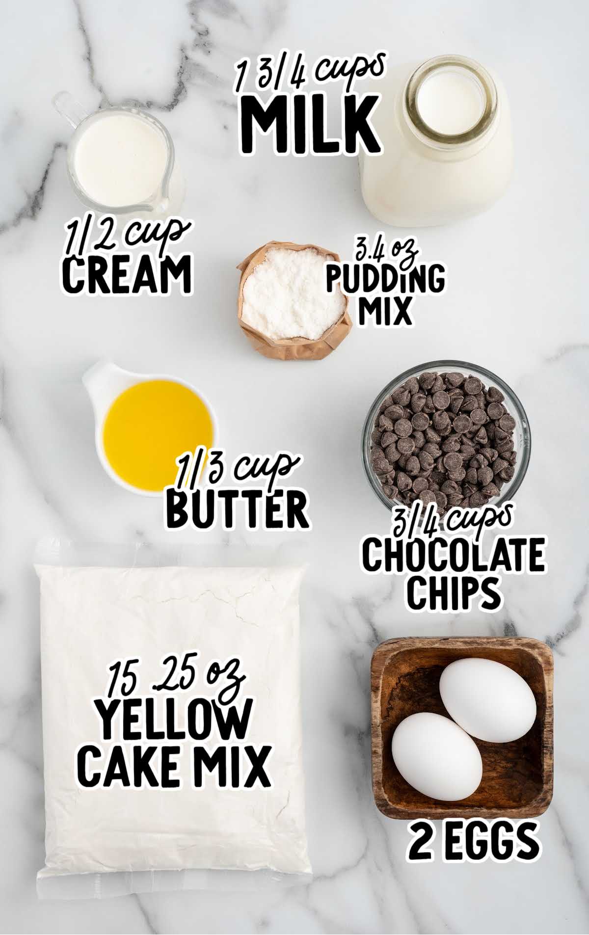 Boston Cream Pie Cookie Cups raw ingredients that  are labeled