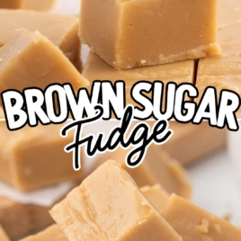 Brown Sugar Fudge stacked on top of each other on a plate