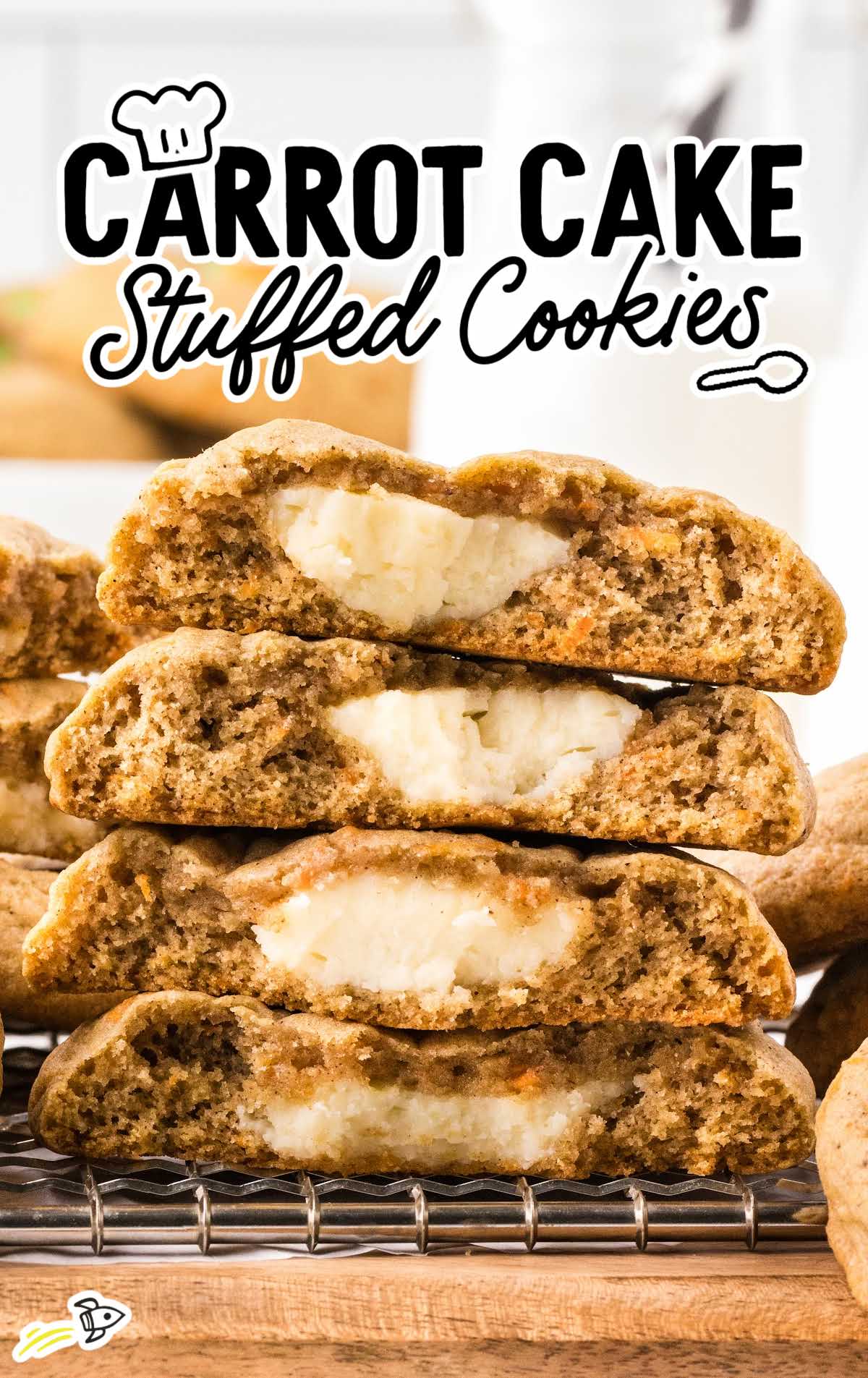 Carrot Cake Stuffed Cookies stacked on top of each other