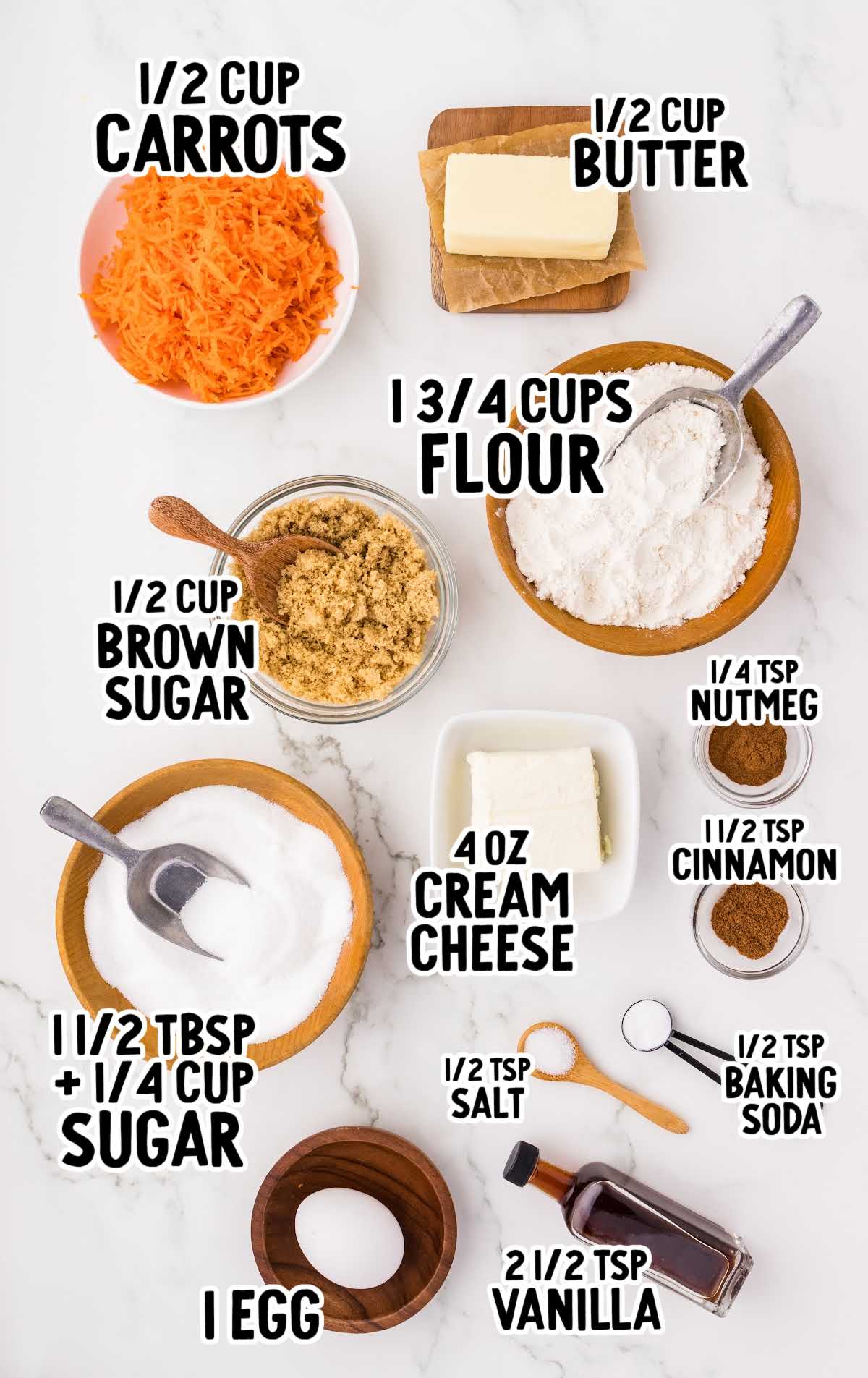 Carrot Cake Stuffed Cookies raw ingredients that are labeled