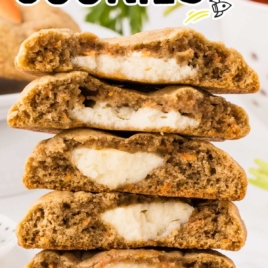 Carrot Cake Stuffed Cookies stacked on top of each other