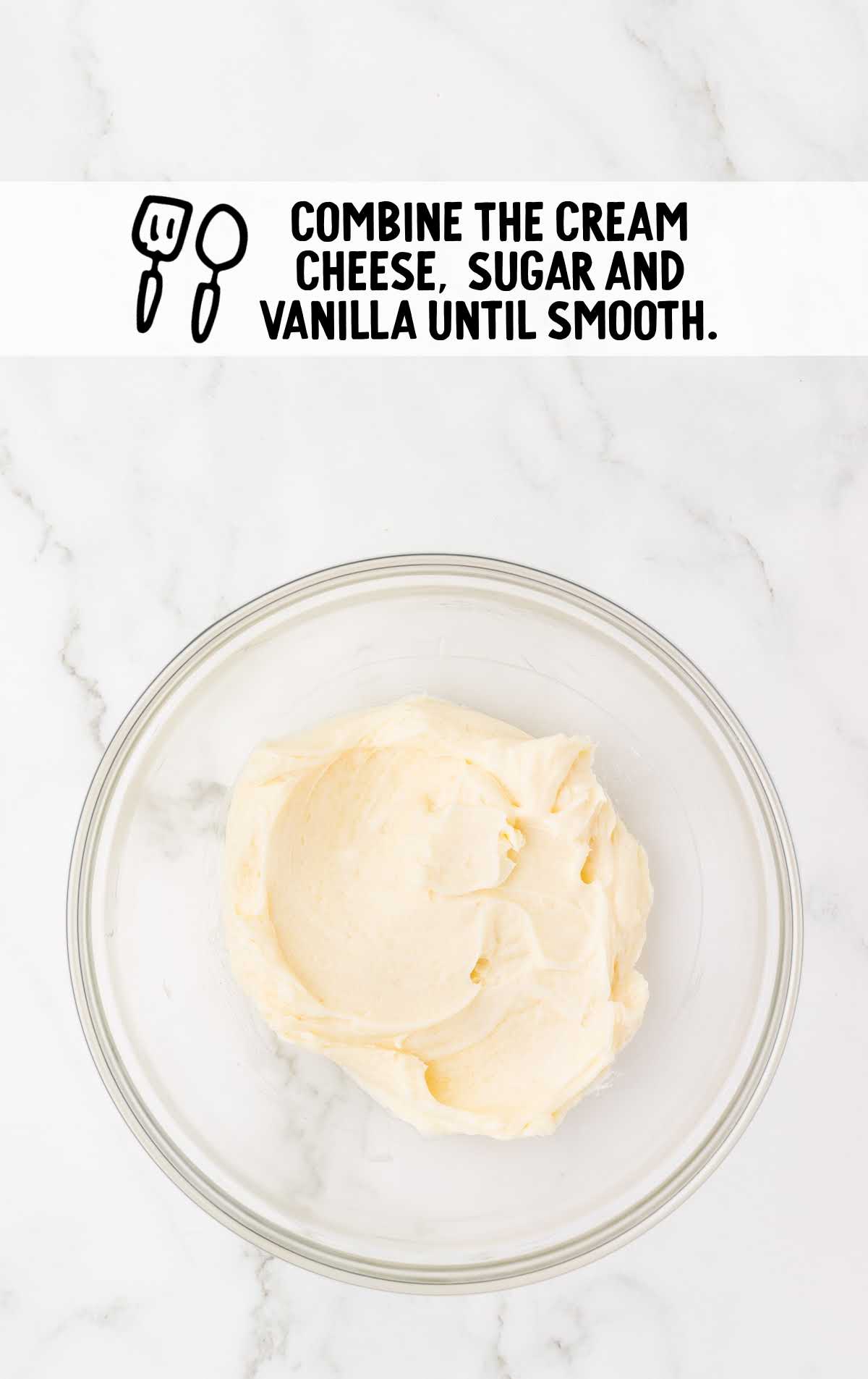 cream cheese, granulated sugar, and vanilla extract combined in a bowl