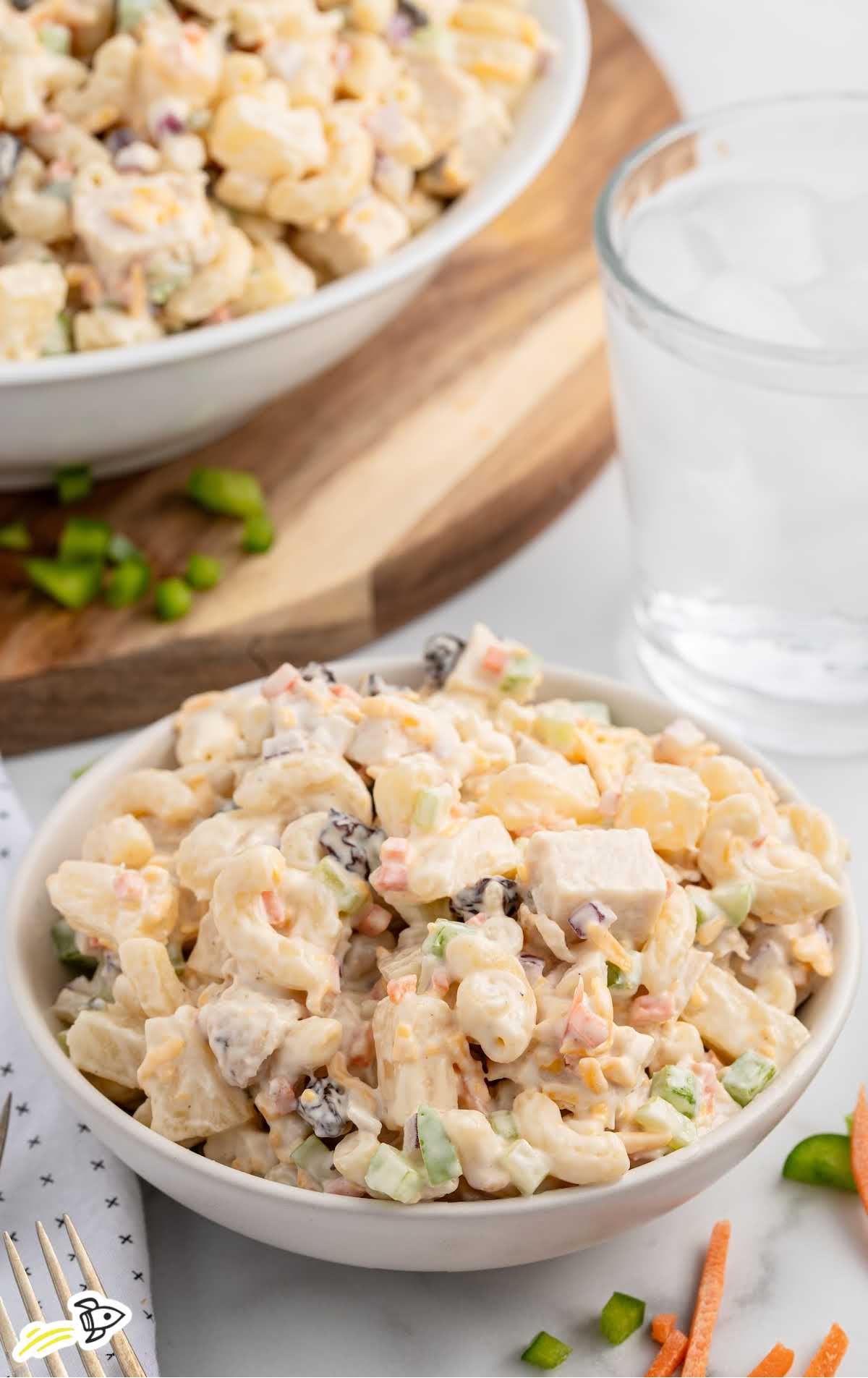 a bowl of Chicken Macaroni Salad