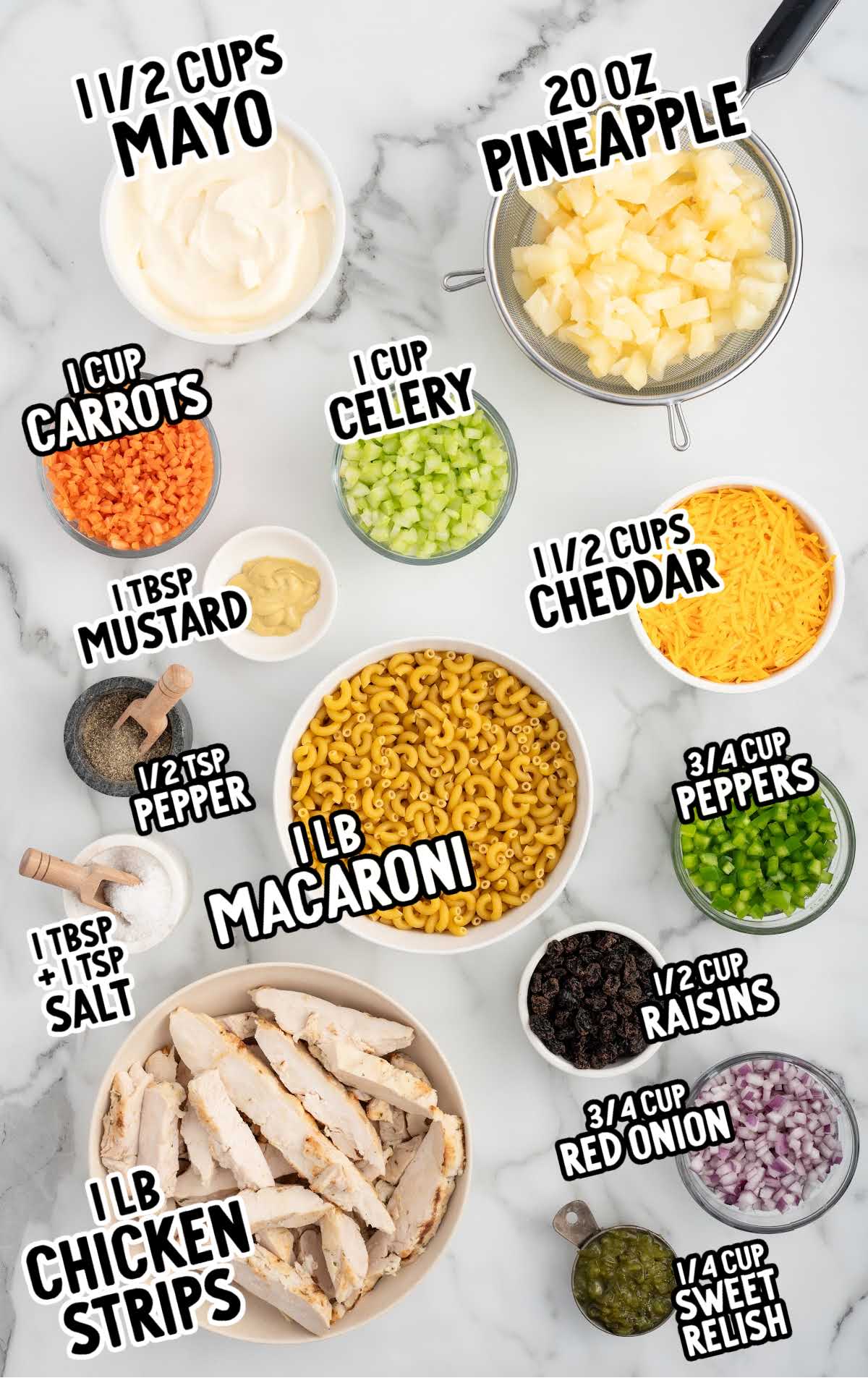 Chicken Macaroni Salad raw ingredients that are labeled