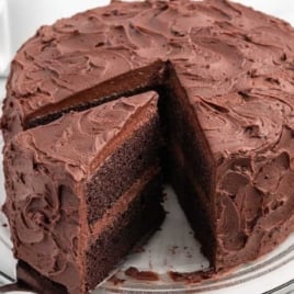 Chocolate Coffee Cake with a slice being removed