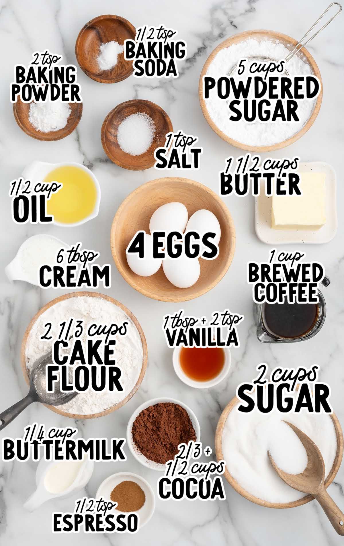 Chocolate Coffee Cake raw ingredients that are labeled