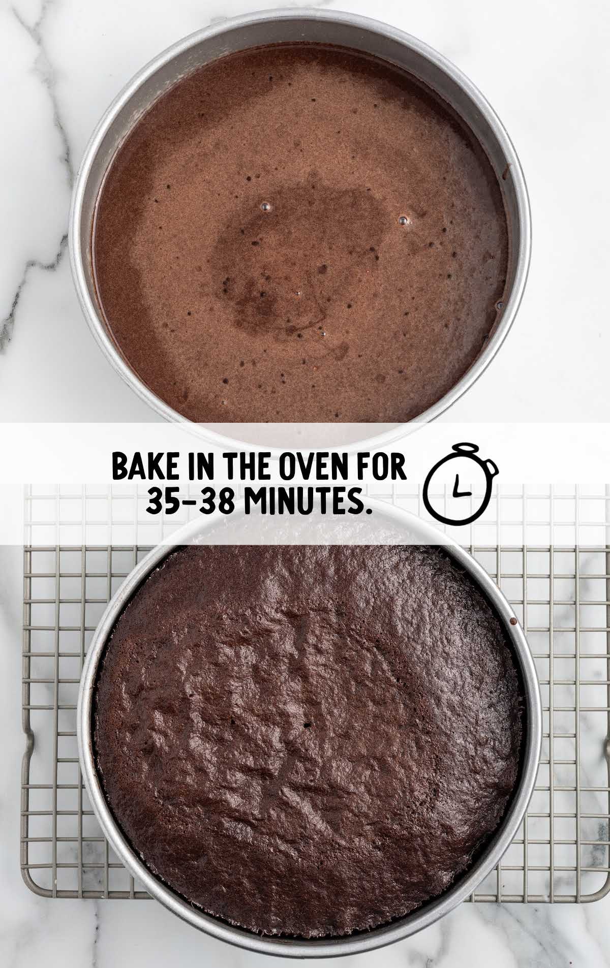 cake batter baked in the cake pan