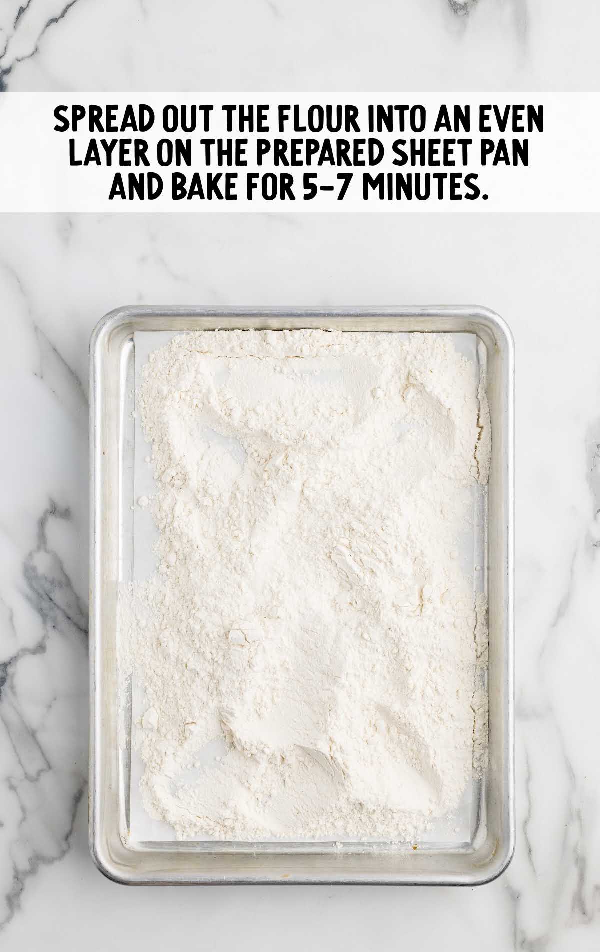 flour spread into a sheet pan