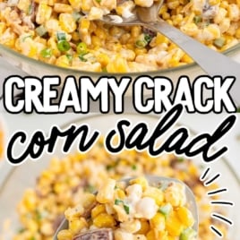 a bowl of Cracked Corn Salad with a spoon