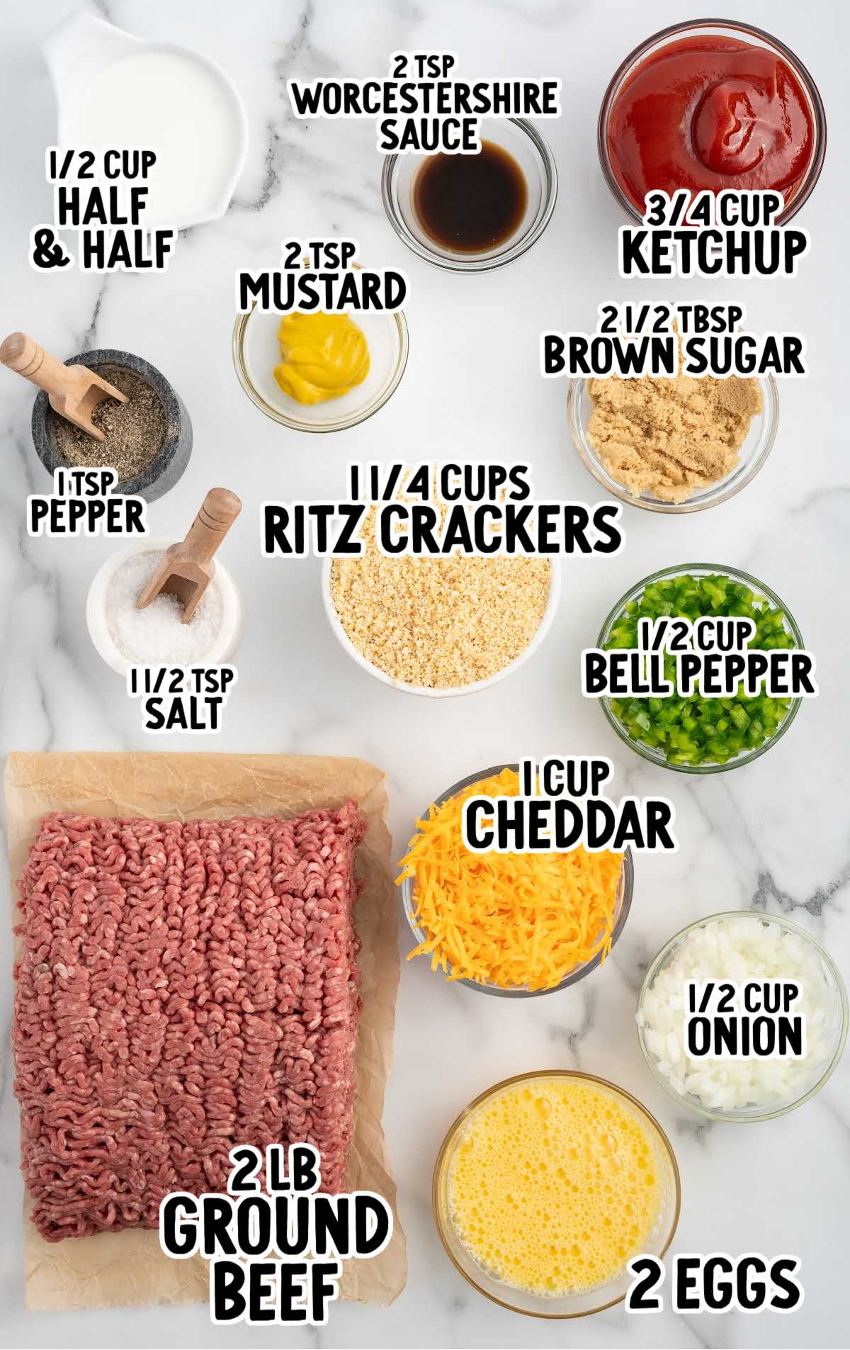 Cracker Barrel Meatloaf Recipe raw ingredients that are labeled