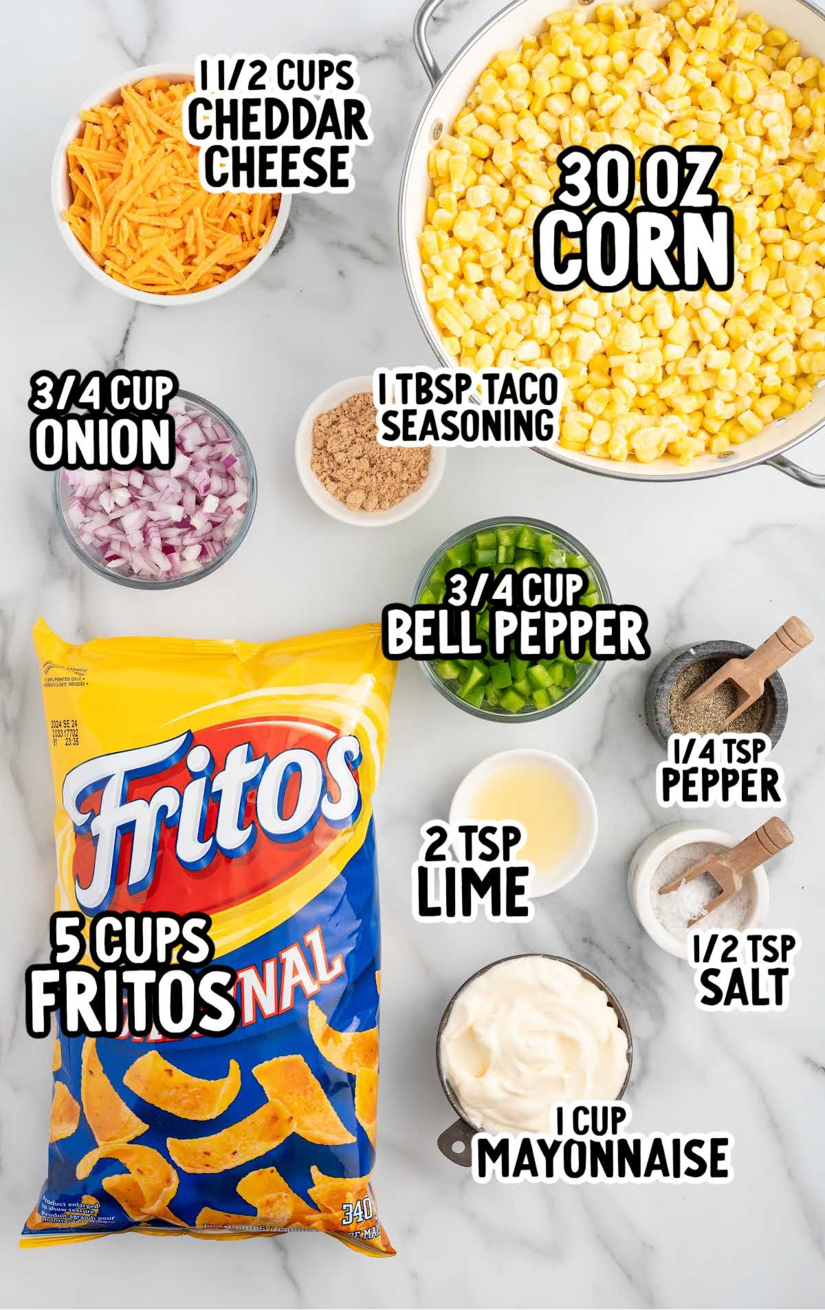 Frito Corn Salad raw ingredients that are labeled