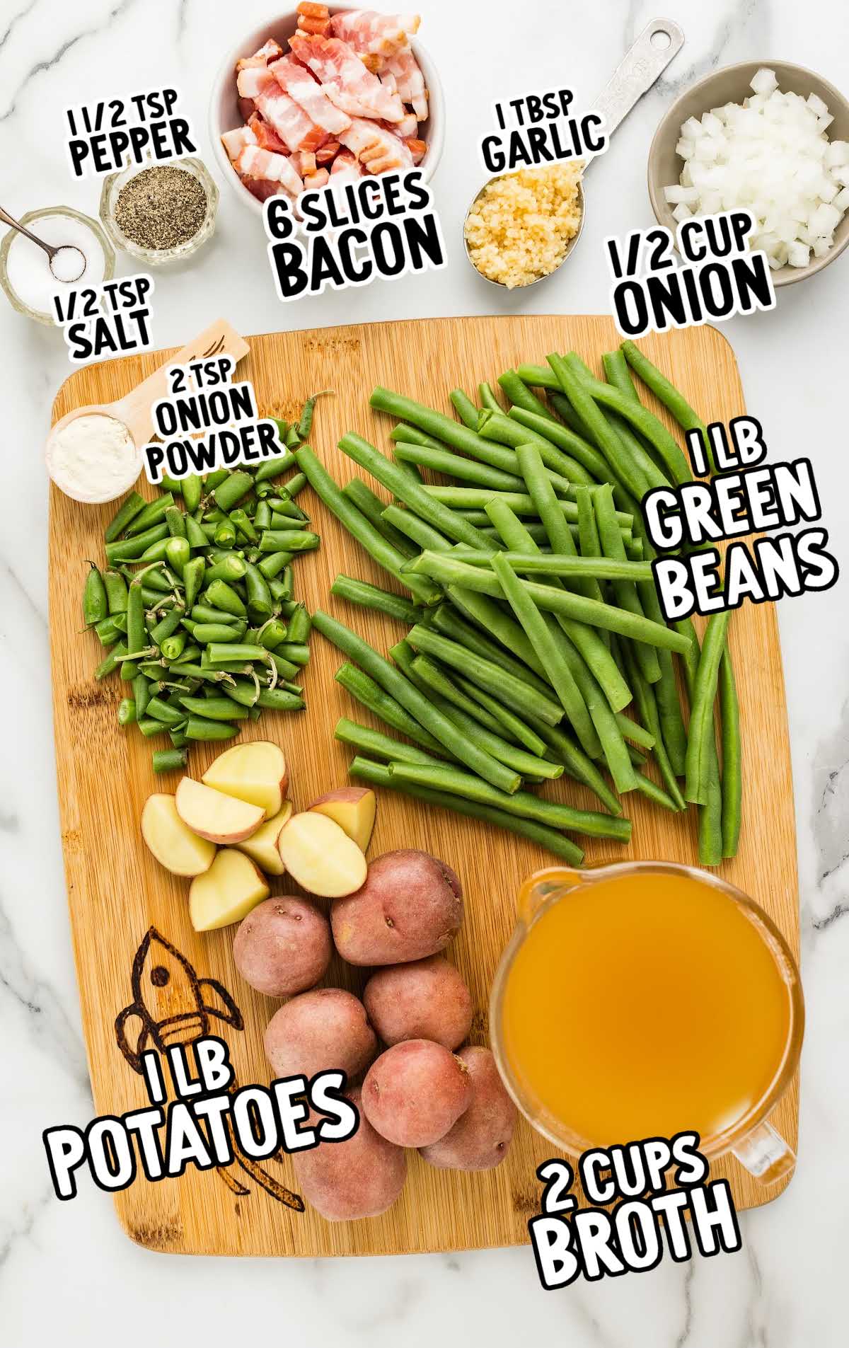 Green Beans and Potatoes raw ingredients that are labeled