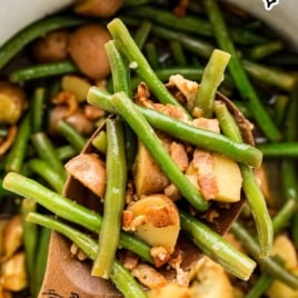 a pan of green beans and potatoes