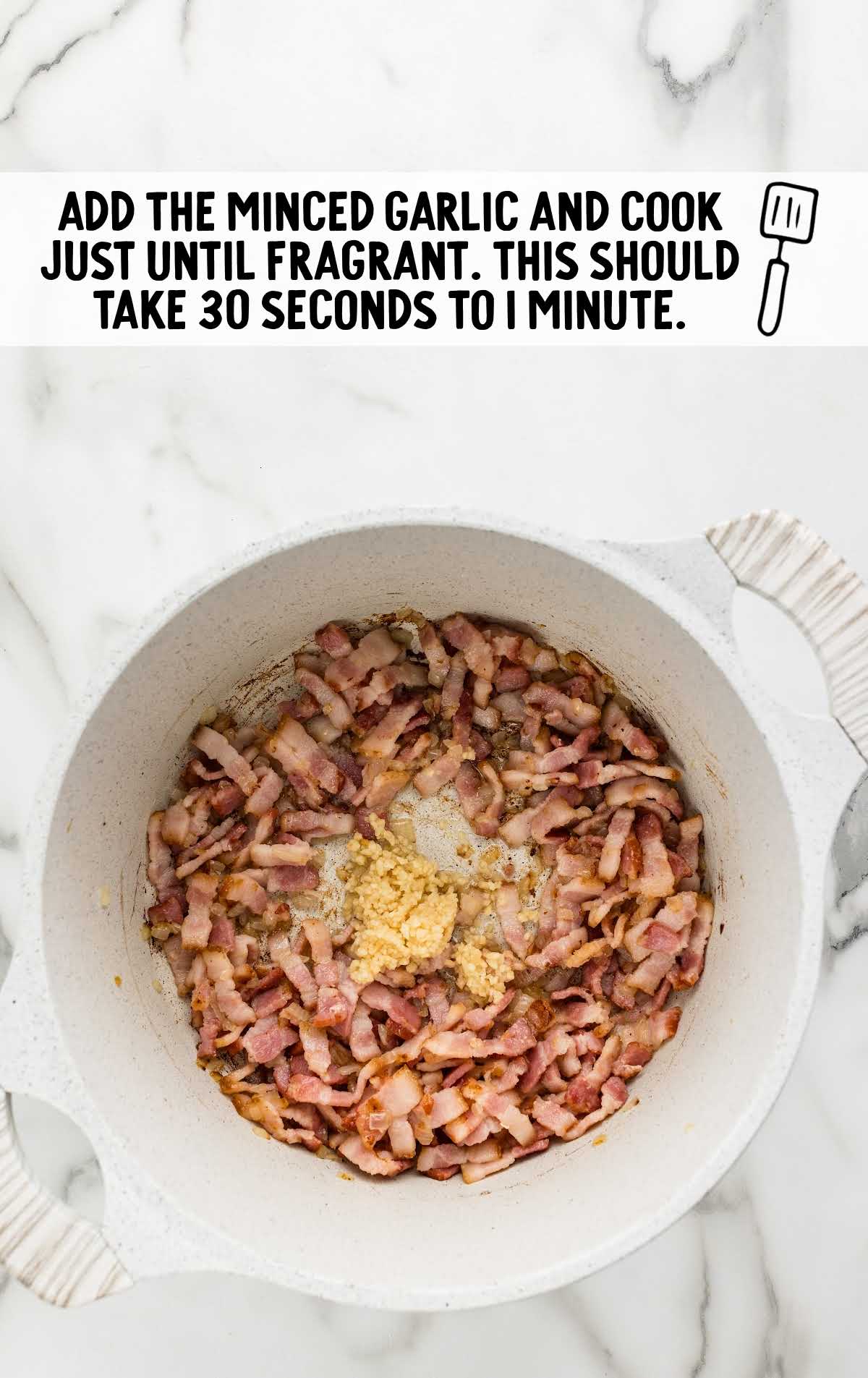 minced garlic added to the pan