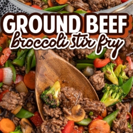 a skillet of Ground Beef Stir Fry