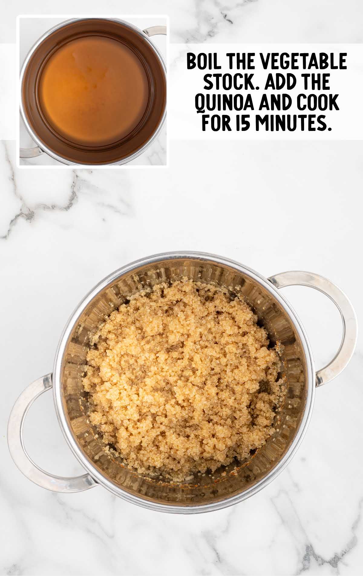 vegetable stock added to the quinoa