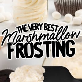 The very best marshmallow frosting piped on cupcakes and spooned into a jar