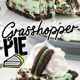 a slice of Mint Chocolate Pie on a plate