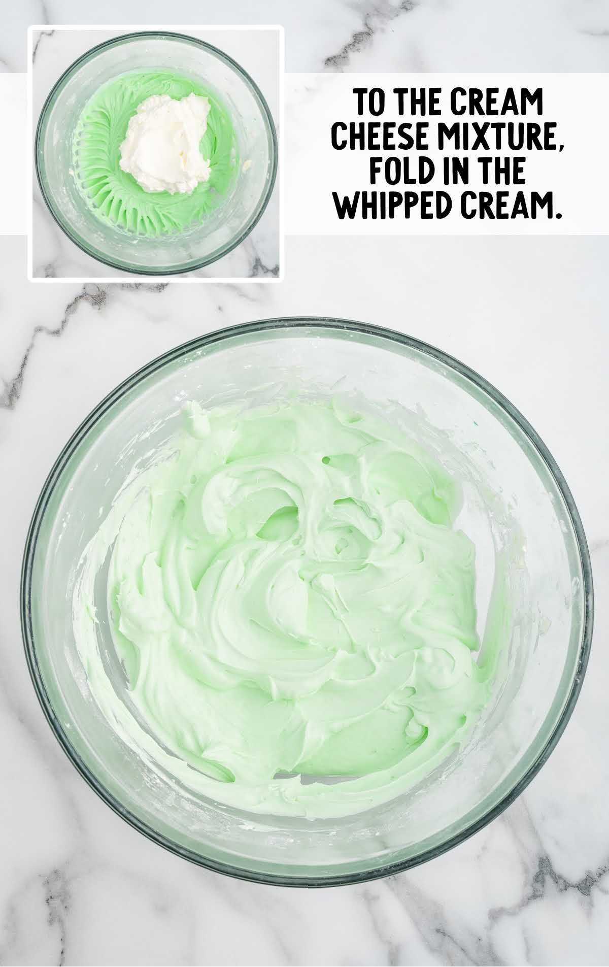 fold the whipped cream into the cream cheese mixture