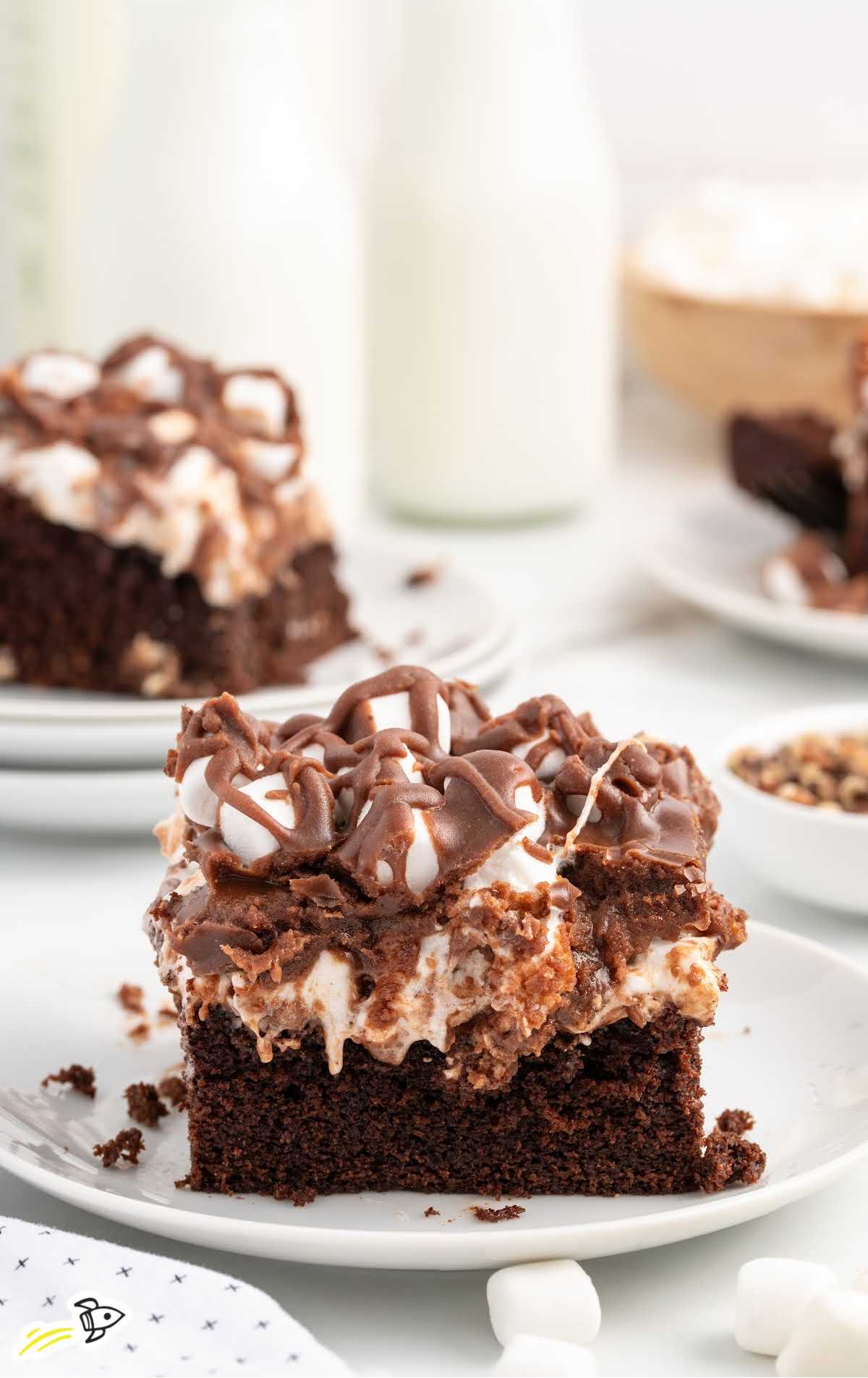 a slice of Mississippi Mud Cake on a plate