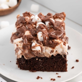 a slice of Mississippi Mud Cake on a plate