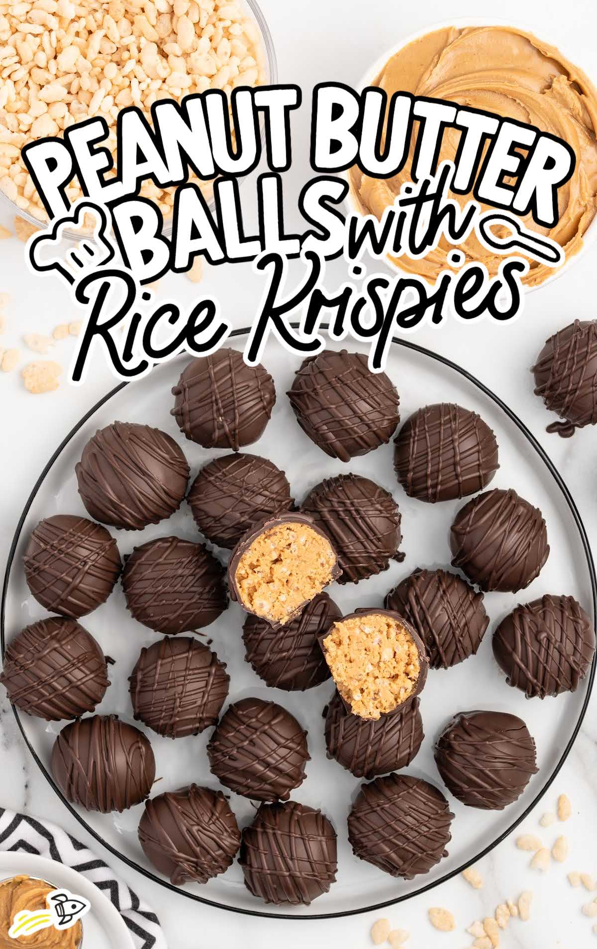 a plate of Peanut Butter Balls with Rice Krispies