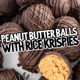 a bowl of Peanut Butter Balls with Rice Krispies