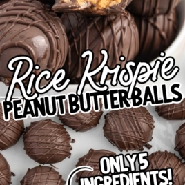 a bowl of Peanut Butter Balls with Rice Krispies