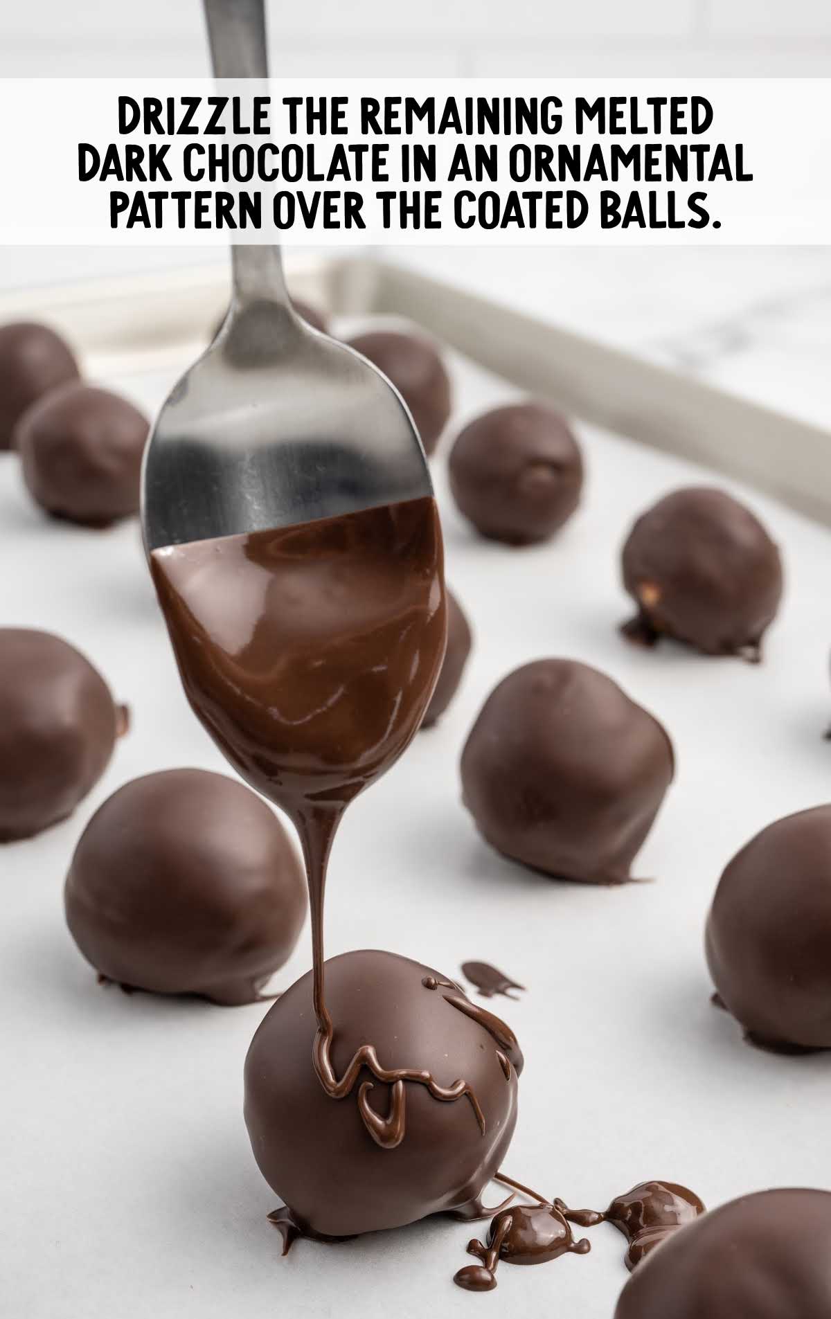 Peanut Butter Balls drizzled with dark chocolate