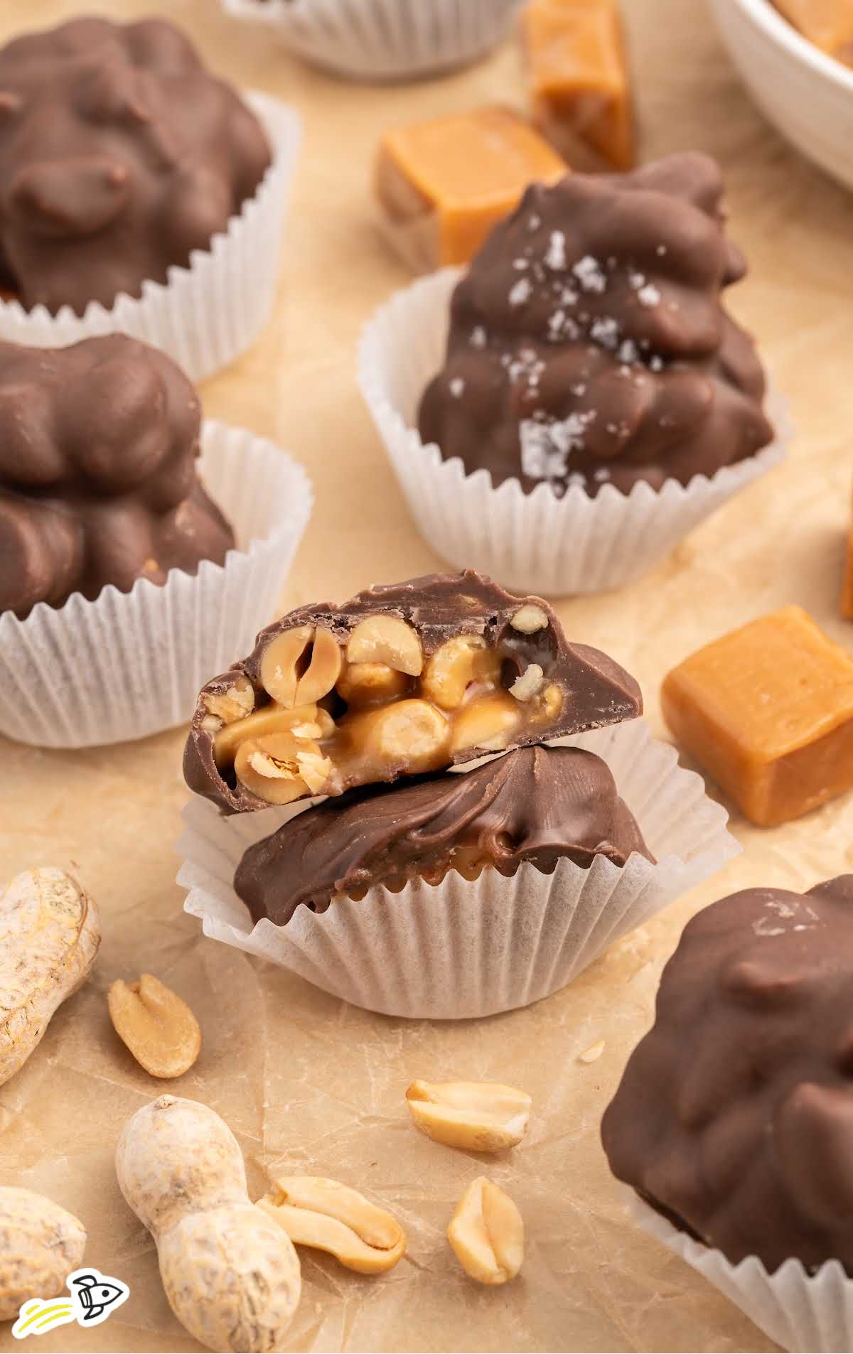 a bunch of Salted Peanut Caramel Clusters